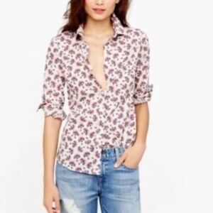 J. Crew Shirt Size 8 Perfect Papaya Paisley Long Sleeve Style 04537 NEW WITH TAG